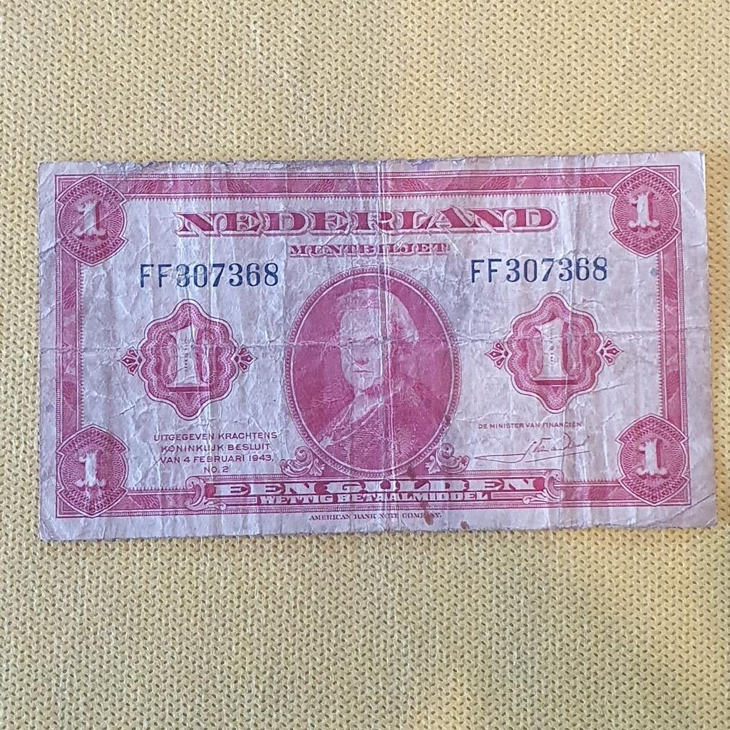 Nederlands 1 Gulden Muntbiljet 1943, Ophalen of Verzenden
