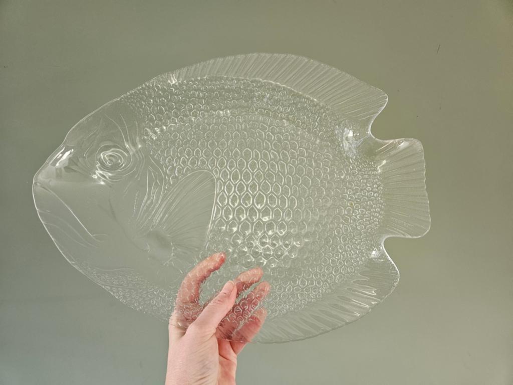 Vintage Arcoroc vis schaal / serveerschaal helder glas, Huis en Inrichting, Ophalen of Verzenden, Zo goed als nieuw