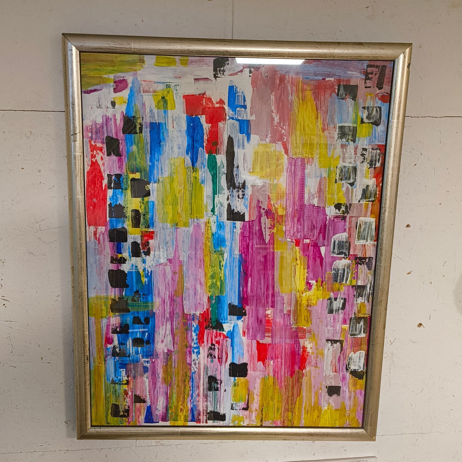 Abstract werk acryl op papier kunsthandel ongering, Ophalen of Verzenden
