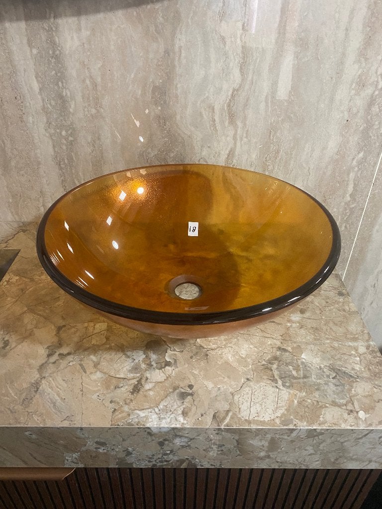 Waskom glas - rond en stijlvol! 42 x 15 cm, Ophalen, Nieuw, Glas, Wastafel