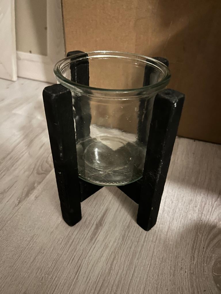 waxinehouder op poten, Zwart, Ophalen of Verzenden, Zo goed als nieuw, Kandelaar