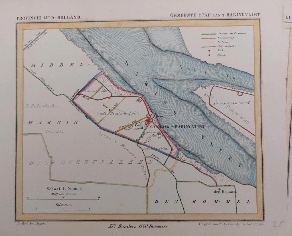 173 / Litho uit 1866 door J. Kuyper Stad aan 't Haringvliet, Ophalen of Verzenden