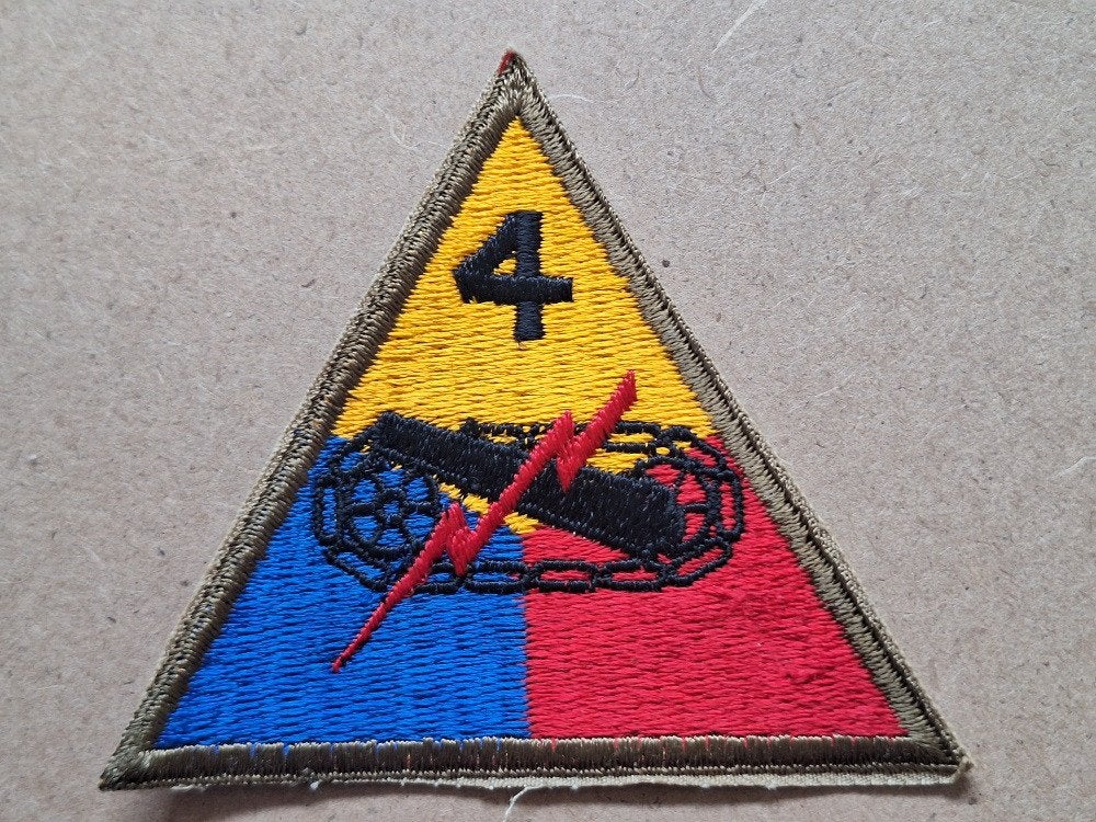 WWII US 4th Armored Division patch, Verzamelen, Verzenden, Amerika, Embleem of Badge