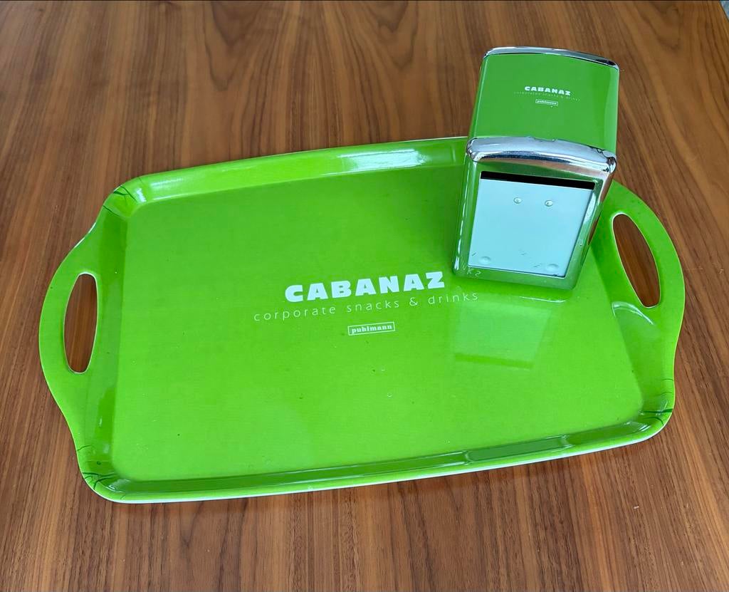 Cabanaz dienblad en servethouder - Groen, Ophalen of Verzenden, Zo goed als nieuw, Rechthoekig, Kunststof