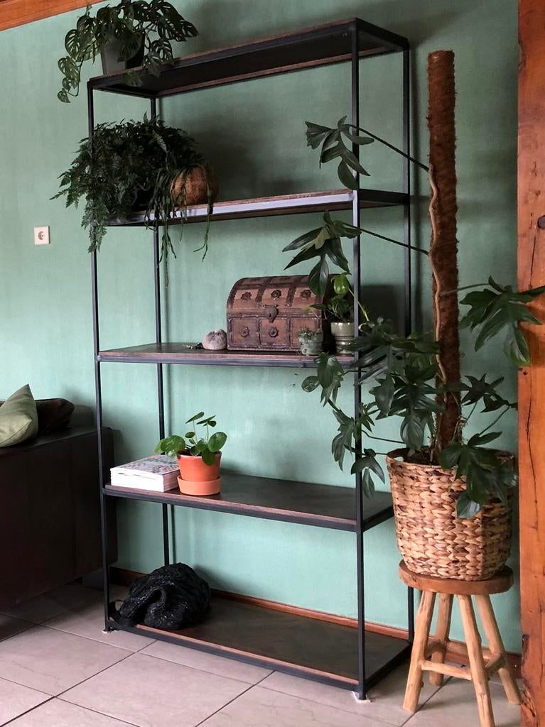 Open kast, rek Light en living, industrieel, visgraat hout, Huis en Inrichting, Kasten | Overige, Zo goed als nieuw, Ophalen