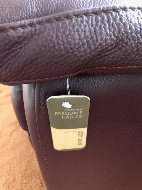 Natuzzi 2,5-zitsbank dik leer bordeauxrood/purperpaars, Ophalen, Driepersoons, Zo goed als nieuw, Rechte bank