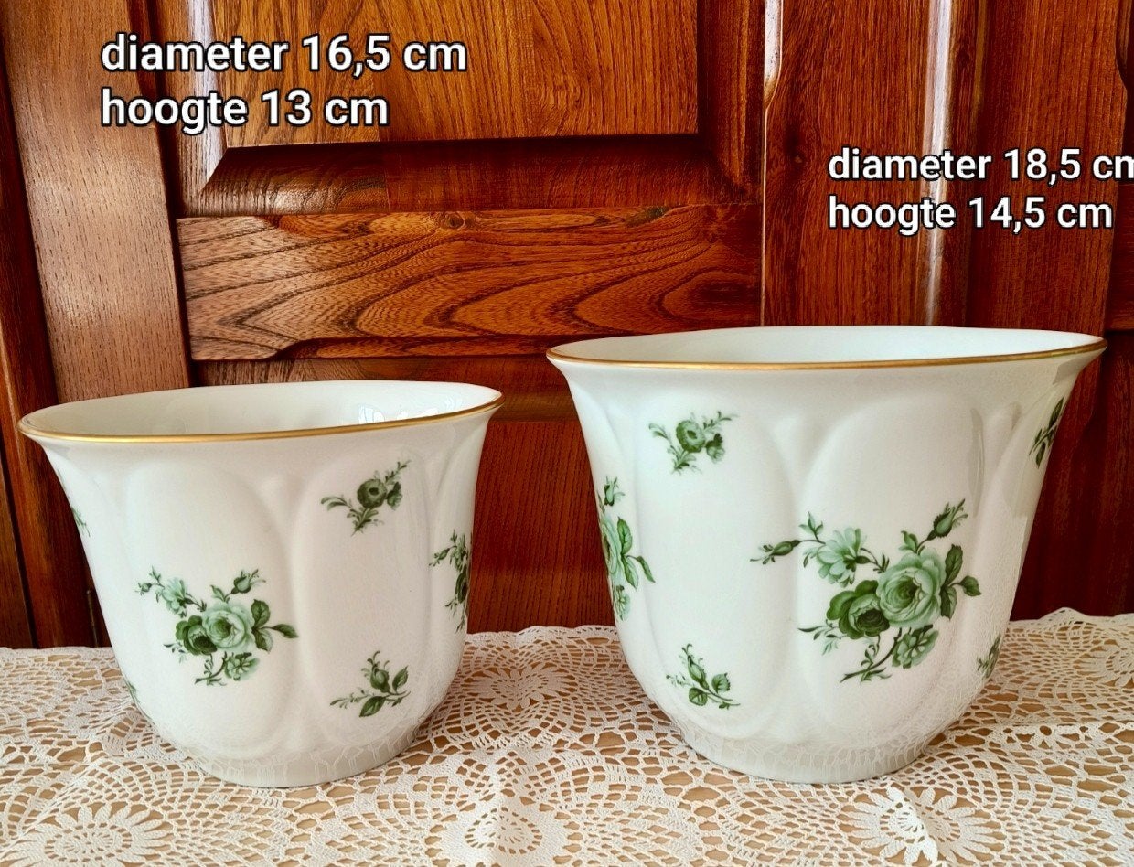 Set van 2 Hutschenreuther porseleinen bloempotten, Ophalen of Verzenden
