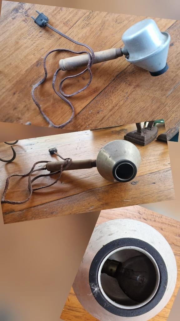 Brocante oud hand-lampje, Ophalen of Verzenden