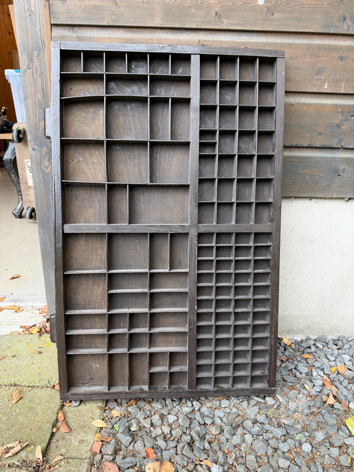 Grote vintage houten letterbak | Authentieke drukkerijlade, Ophalen of Verzenden, Gebruikt, Hout, Overige typen