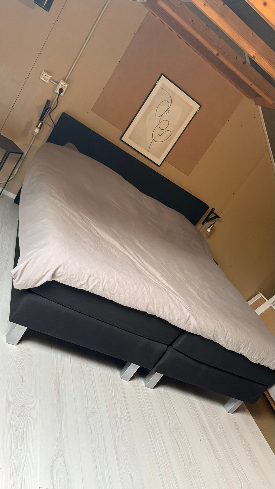 Boxspring 180x200 antraciet - Comfortabel en stijlvol, Ophalen, Gebruikt, Tweepersoons, 180 cm