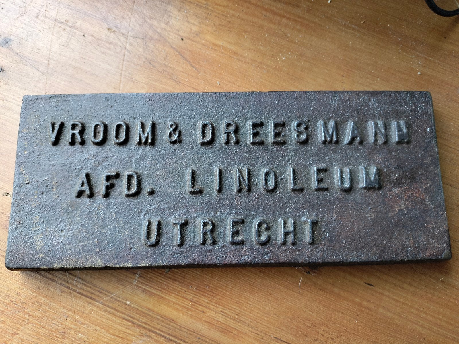Antieke Vroom & Dreesmann Linoleum Utrecht reclameplaat, Ophalen of Verzenden