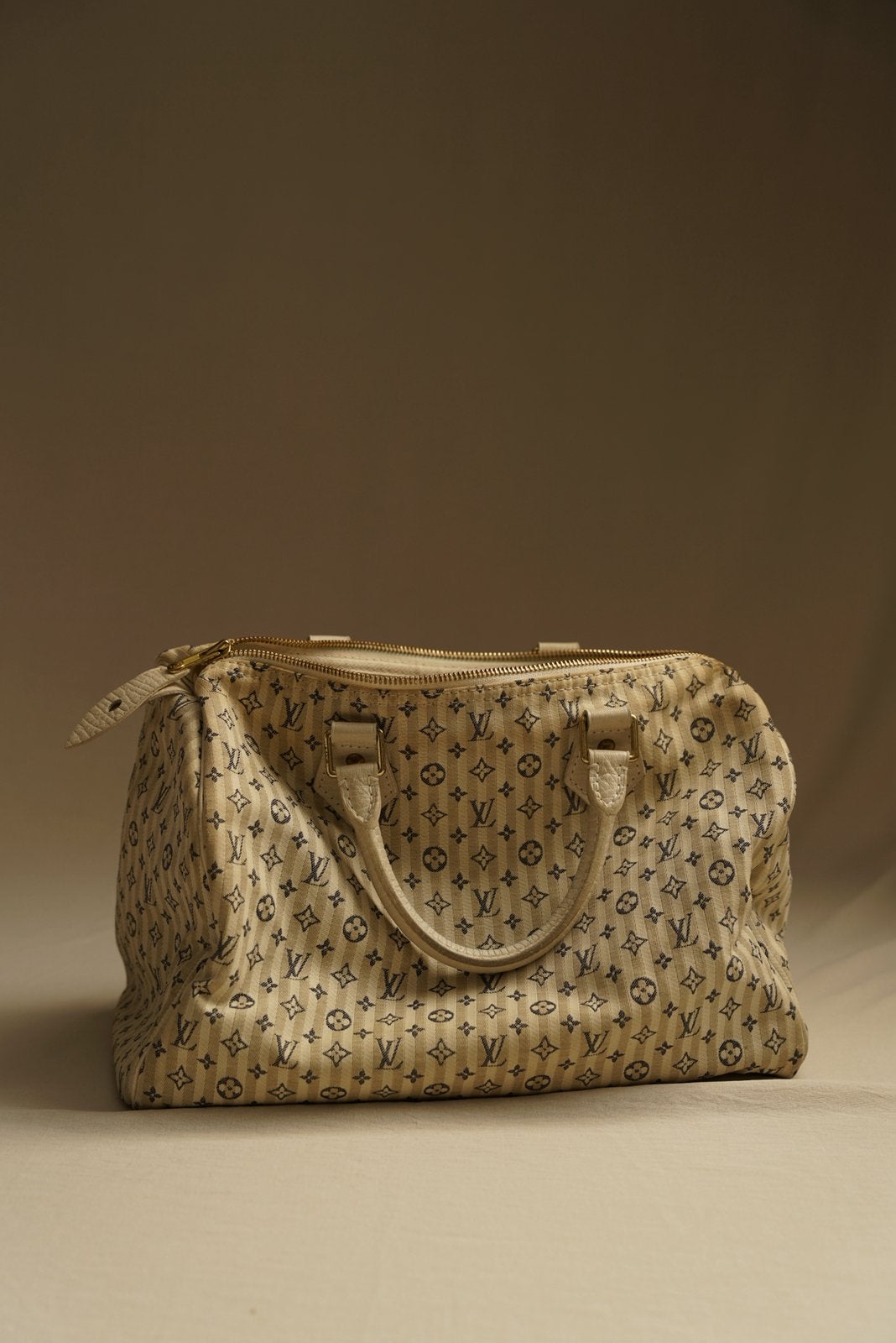 Louis Vuitton Monogram Mini Lin Speedy 30 Dune, Ophalen, Zo goed als nieuw, Bruin, Handtas