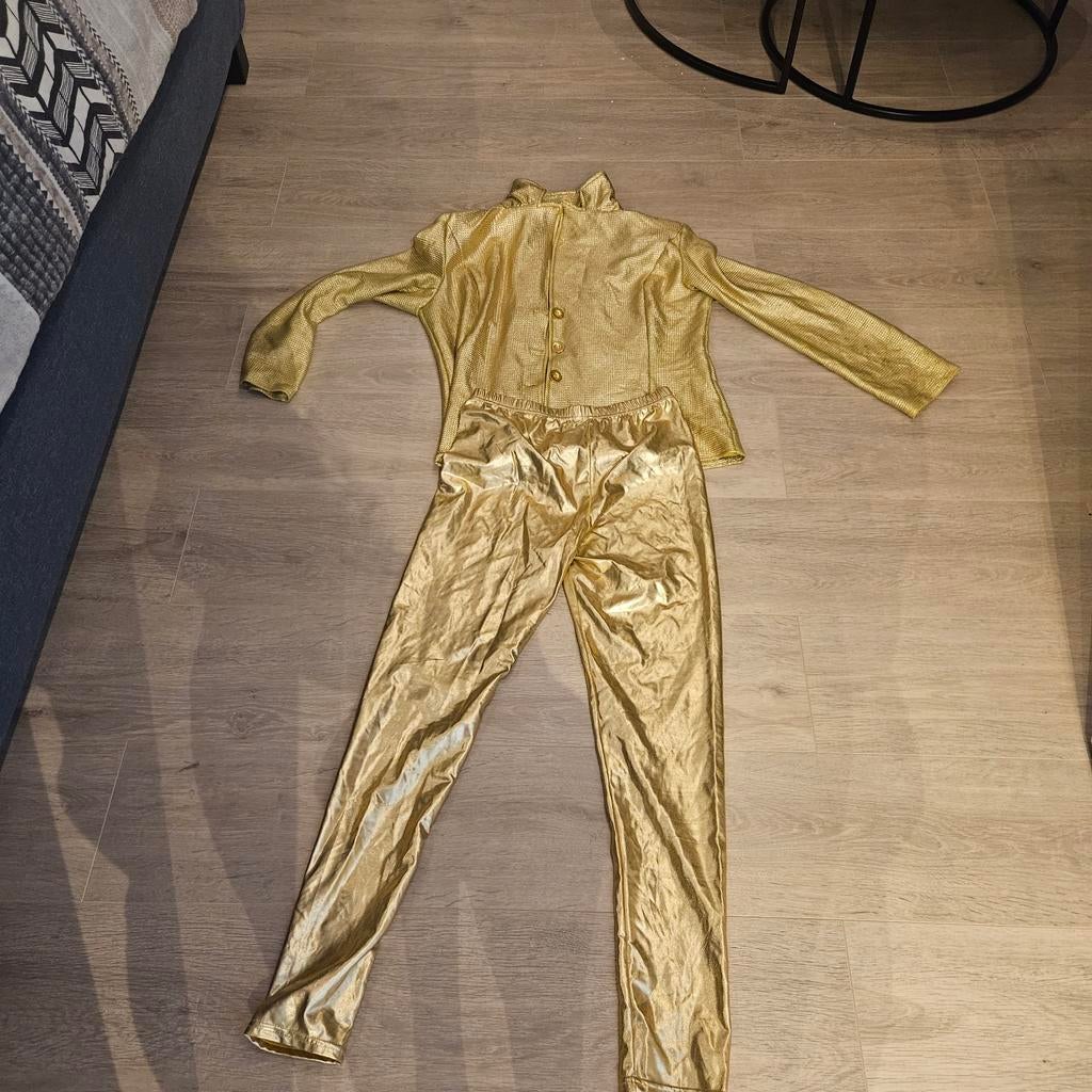 Gouden glitterpak - Carnaval/Feest, Ophalen of Verzenden, Gebruikt, Pak of Jurk
