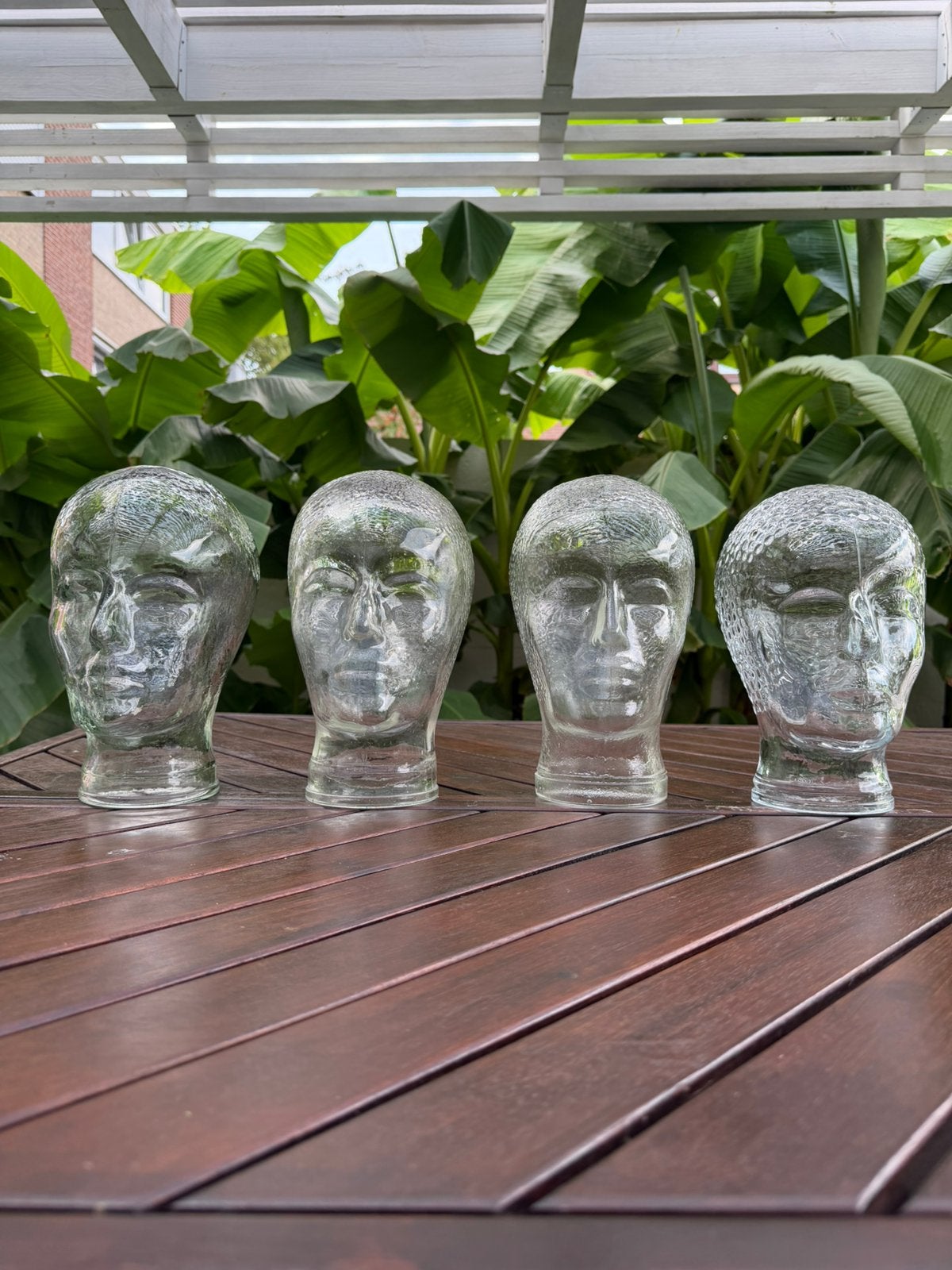 Set van 4 Vintage Glazen Mannequin Hoofden – Transparant, Ophalen