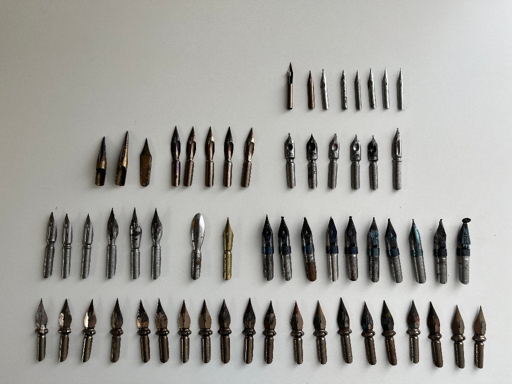 Collectie van 60 vintage kroontjespennen of penpunten, Ophalen of Verzenden, Gebruikt, Overige typen, Overige merken