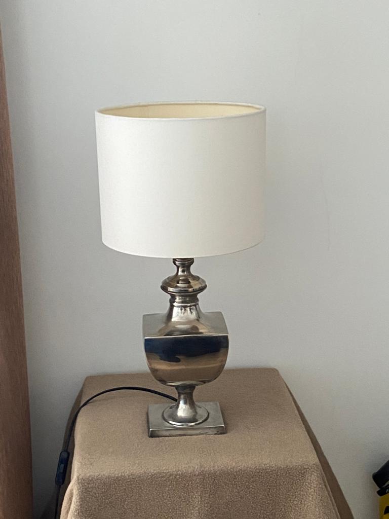 Verzilverde tafellamp, Ophalen, Zo goed als nieuw, Metaal, 50 tot 75 cm