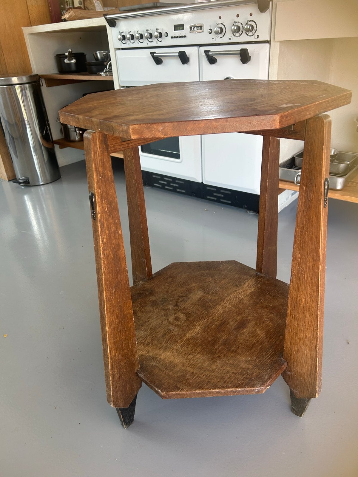 Vintage achthoekige bijzettafel Art Deco/Amsterdamse School, Ophalen, Minder dan 55 cm, Gebruikt, Overige vormen
