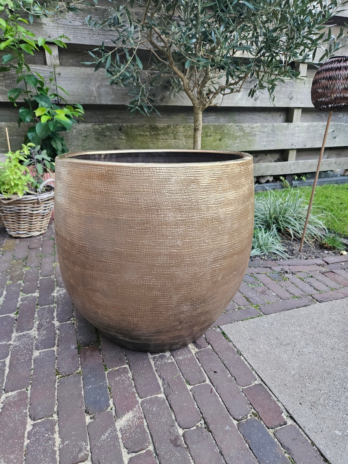 Grote Pot Mira industrieel goud Ø49 x 45 cm – Floran, Ophalen, 40 cm of meer, Rond, Zo goed als nieuw
