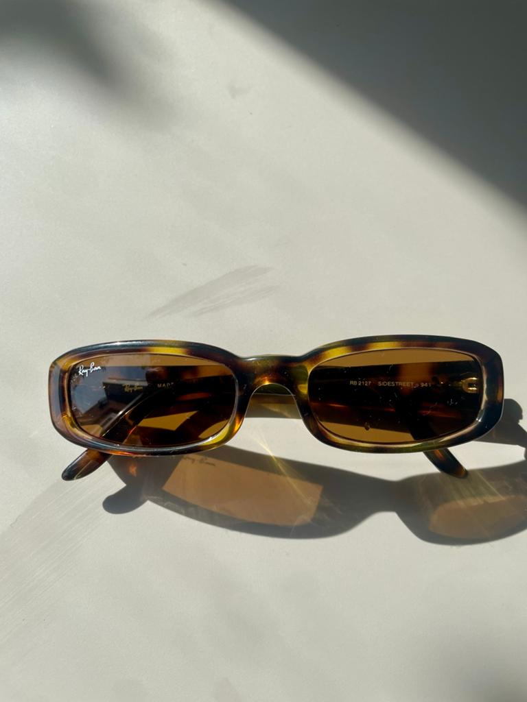 Rayban zonnebril RB 2127 sidestreet, Gebruikt, Zonnebril, Bruin, Verzenden