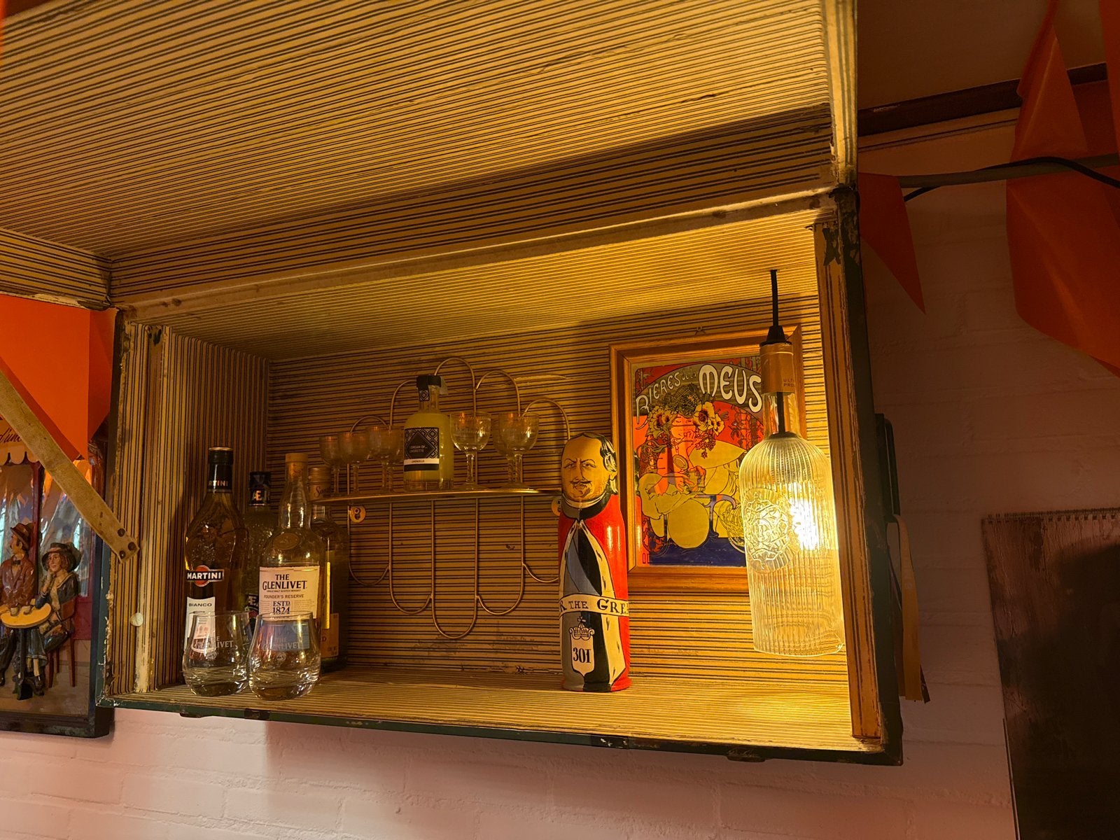 Unieke Reiskist Barkast - Vintage Wandbar met Inhoud, Ophalen, Groen, Gebruikt, Vintage