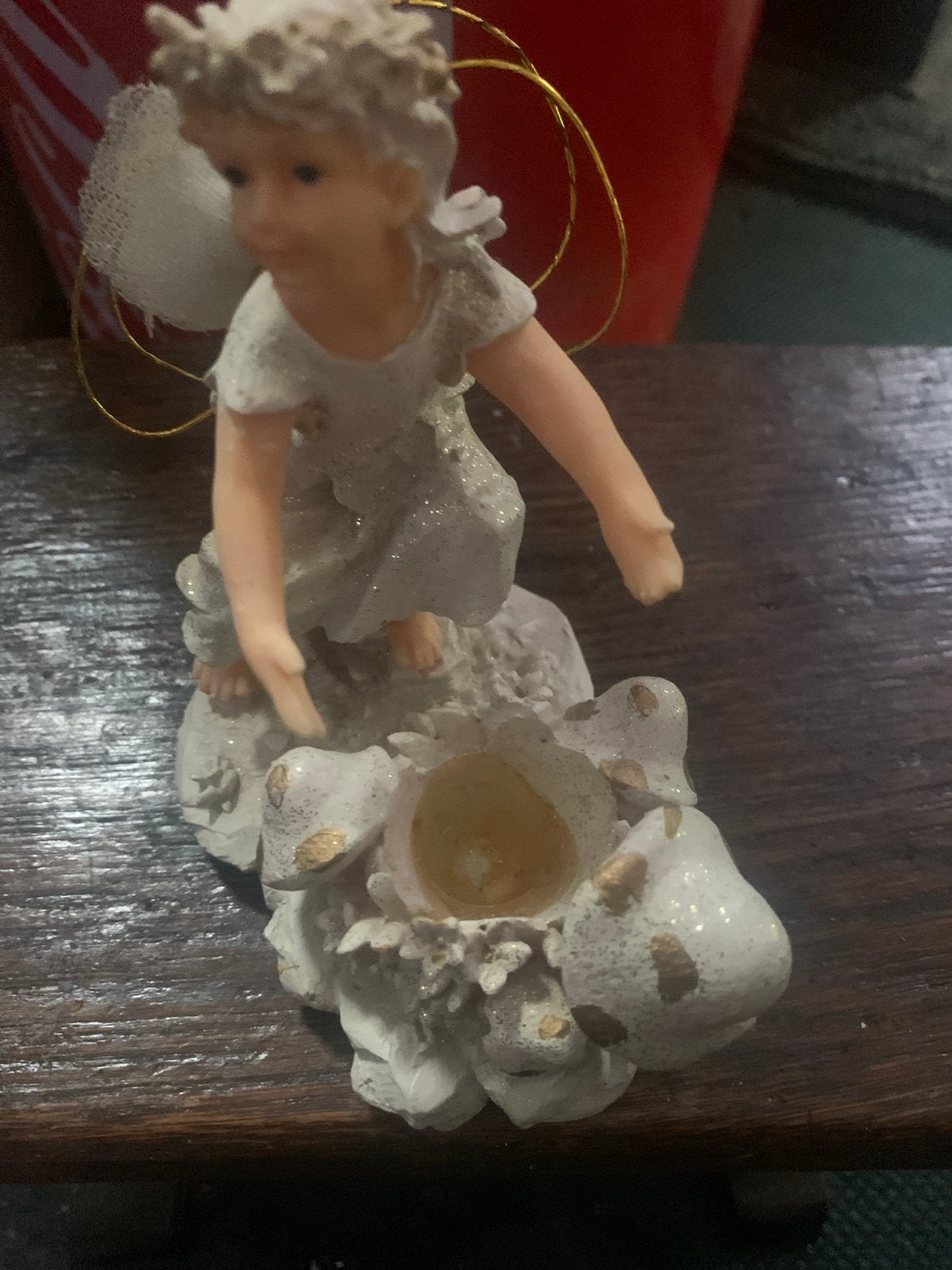Schattig engeltje beeldje met kaarsenhouder, Ophalen of Verzenden