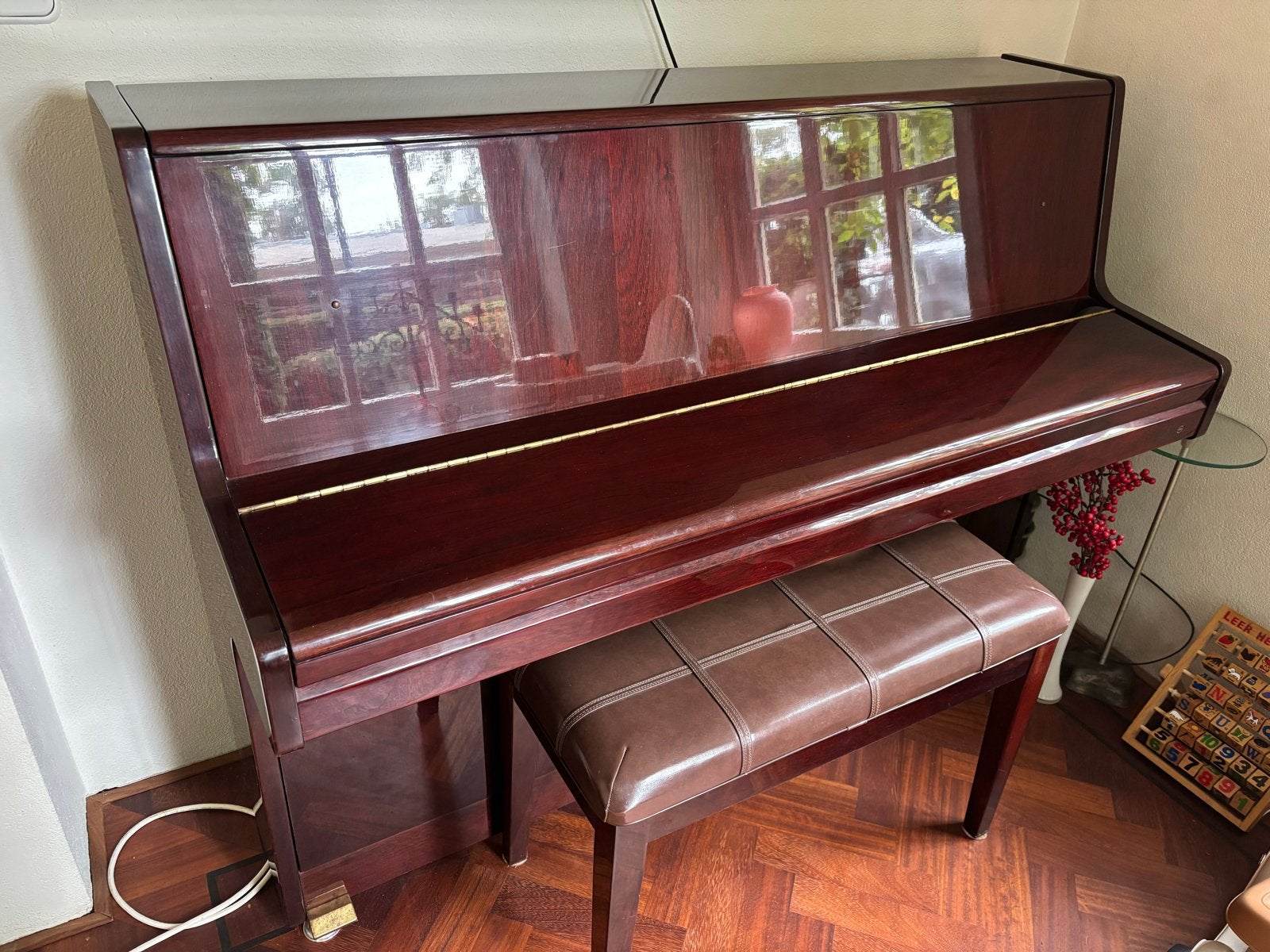 Samick piano met pianobank, Ophalen, Gebruikt, Bruin, Piano