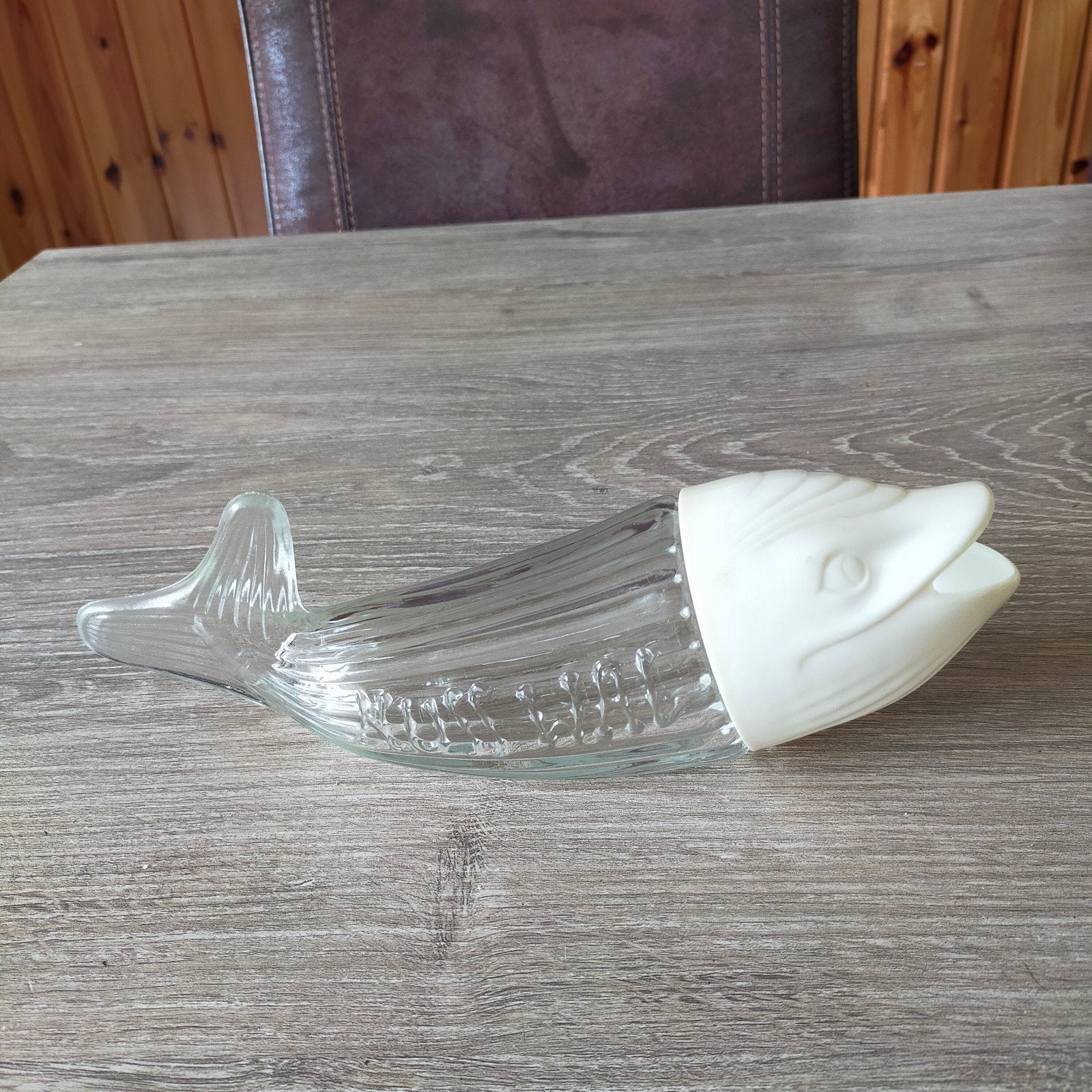 Dit is een vintage glazen pinda of noten dispenser, Ophalen of Verzenden