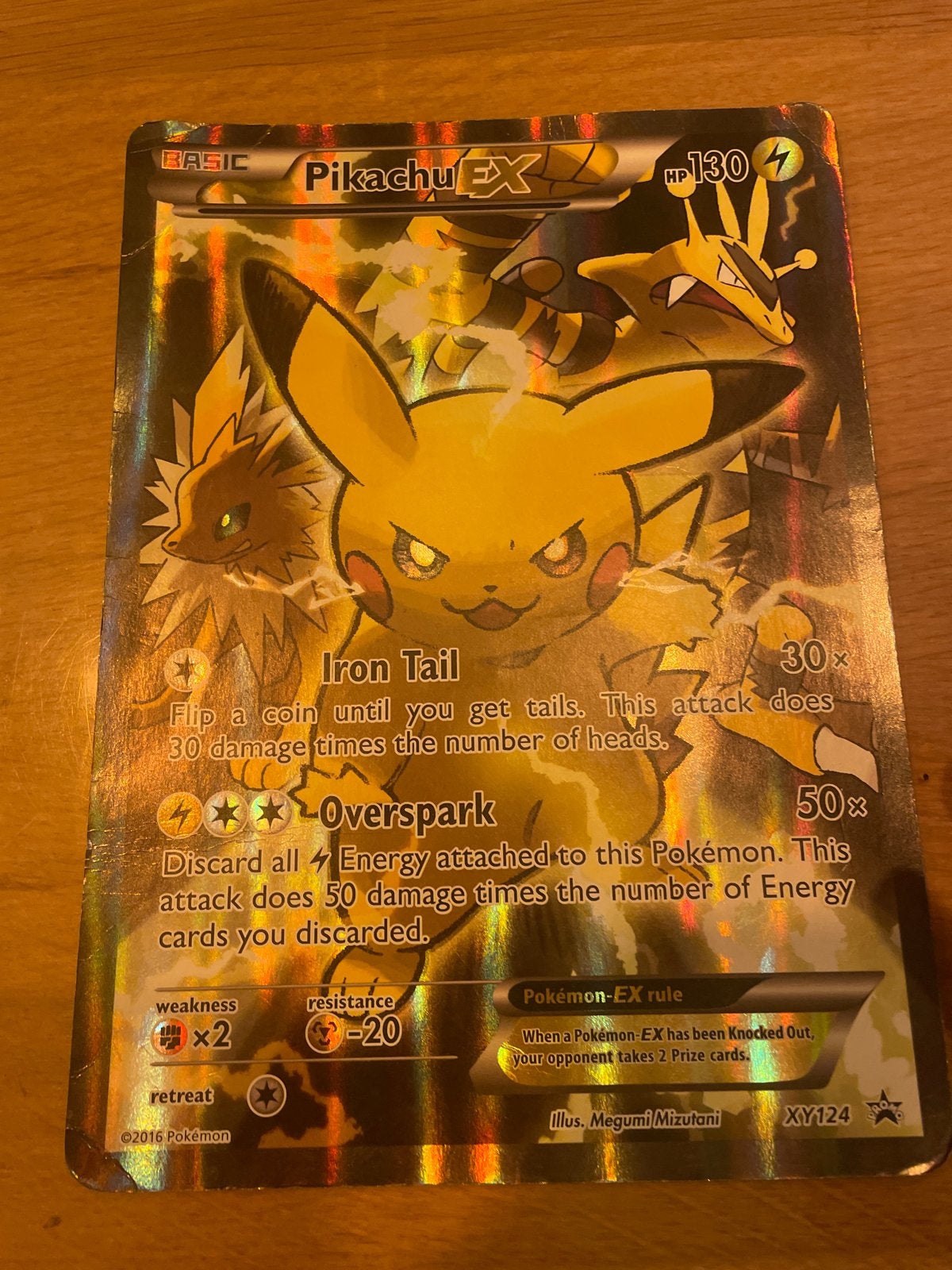 Pikachu EX XY124 Promo Jumbo Grote Kaart Pokémon, Ophalen, Gebruikt, Losse kaart, Foil