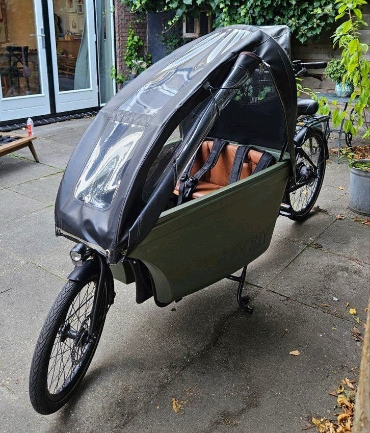 Nette Dolly elektrische Bakfiets 2023 MatBlack / ArmyGreen, Fietsen en Brommers, Gebruikt, 2 kinderen, Elektrisch, Schijfrem