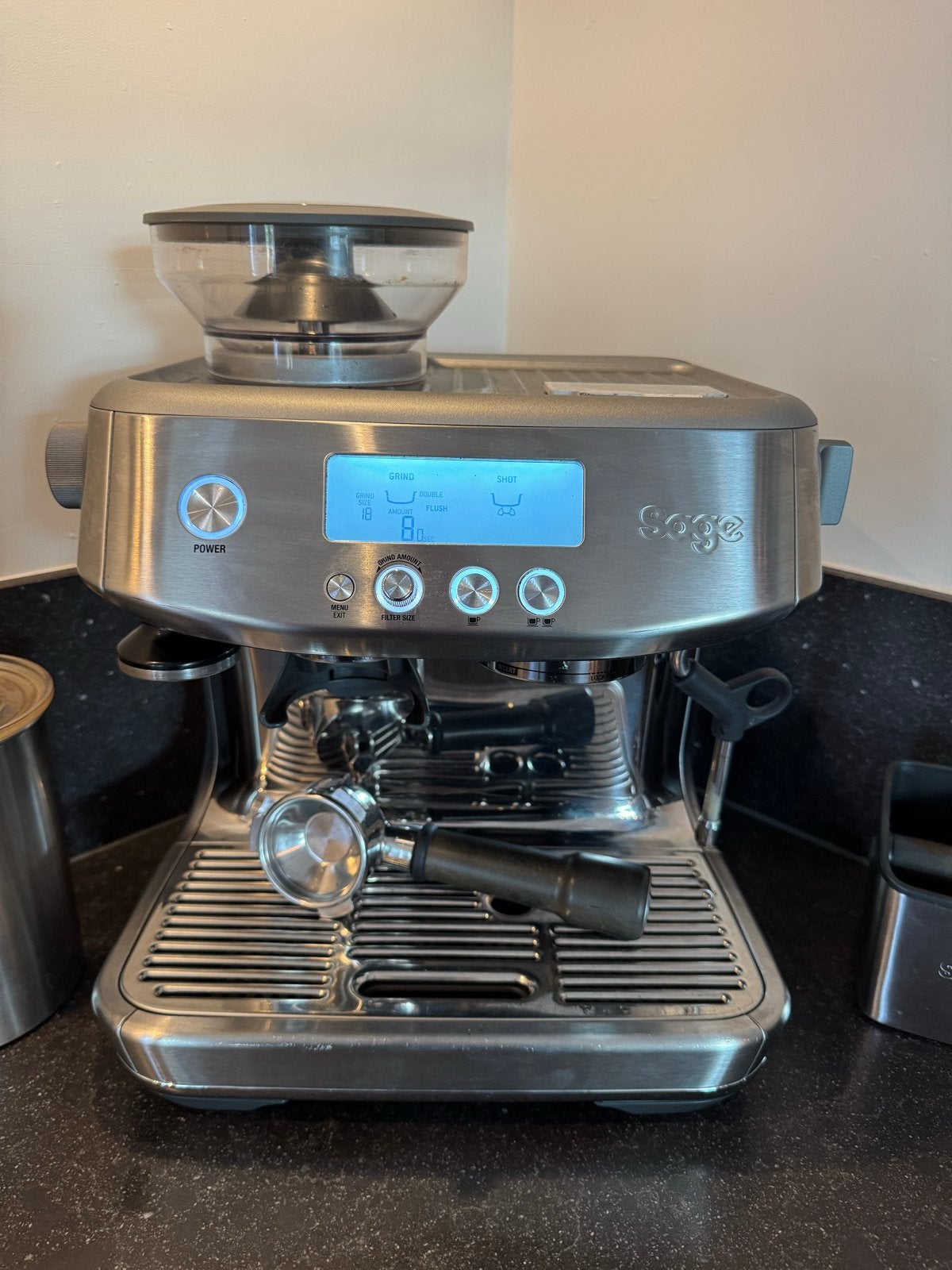 Sage Barista Express Espressomachine - Zo goed als nieuw, Afneembaar waterreservoir, Espresso apparaat, Zo goed als nieuw, 2 tot 4 kopjes