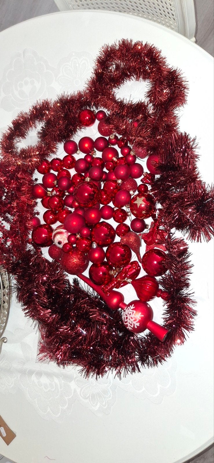 kerstballen/ piek/ slingers rood, Ophalen of Verzenden