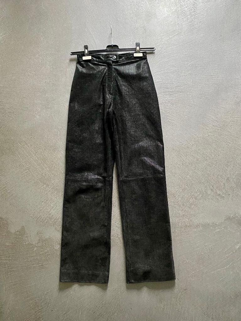 J506 Echt leren broek maat 36=S leer zwart/zilver leder, Zwart, Confashion, Ophalen of Verzenden, Zo goed als nieuw