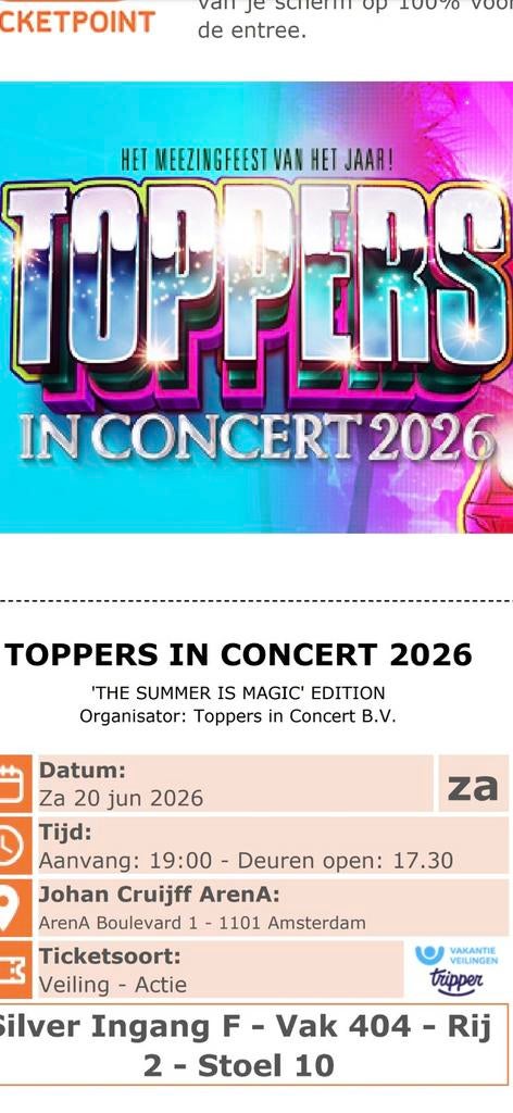 Toppers in Concert 2026, Tickets en Kaartjes, Twee personen, Juni, Levenslied