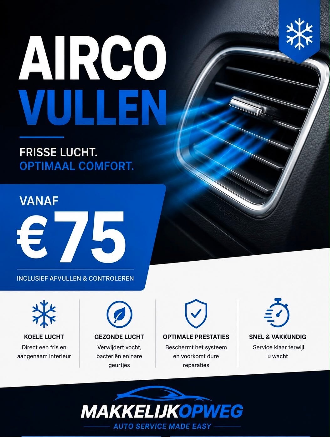 Airco Vullen Lelystad vanaf 75€, Diensten en Vakmensen, Auto en Motor | Monteurs en Garages, 24-uursservice, Overige werkzaamheden