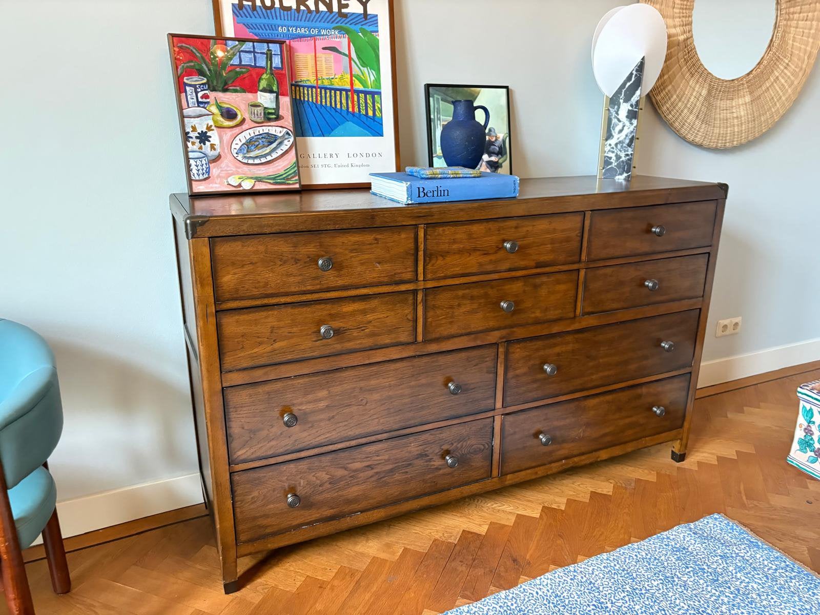 Grote klassieke ladekast dresser in warm mahonie hout, Huis en Inrichting, Ophalen of Verzenden, Zo goed als nieuw, 25 tot 50 cm