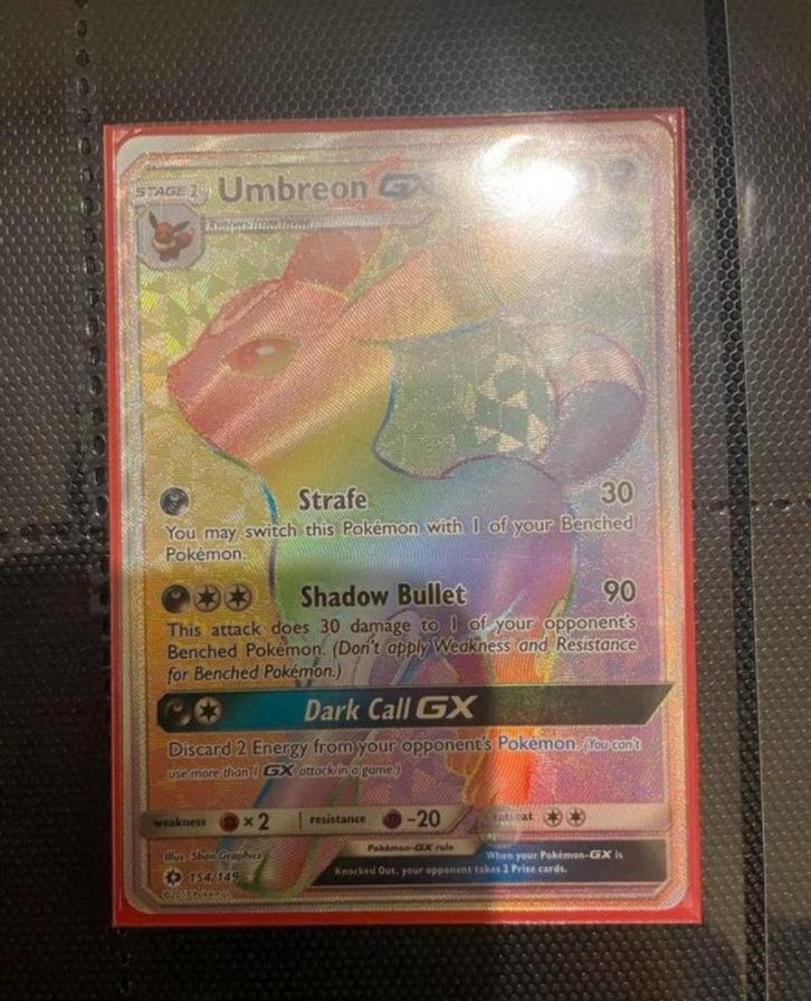 Umbreon GX 154/149 Hyper Rare Pokémon Kaart, Ophalen of Verzenden, Zo goed als nieuw, Losse kaart, Foil