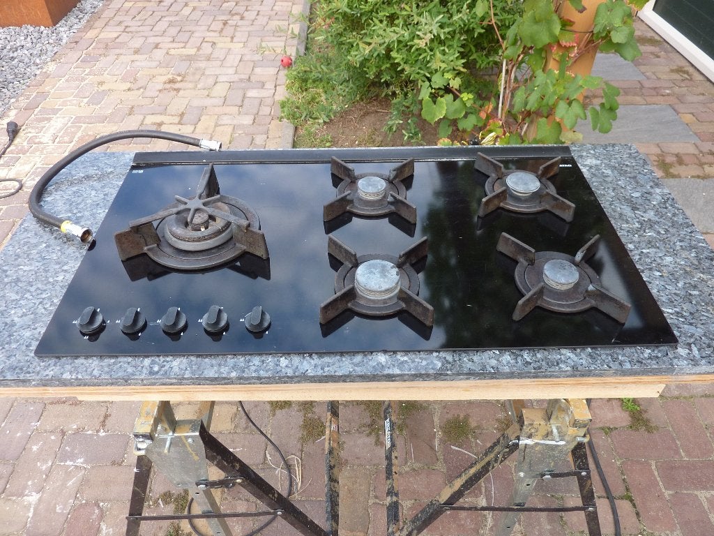 ATAG 90cm gas op glas kookplaat 5P wok., Ophalen, Gebruikt, Inbouw, Gas