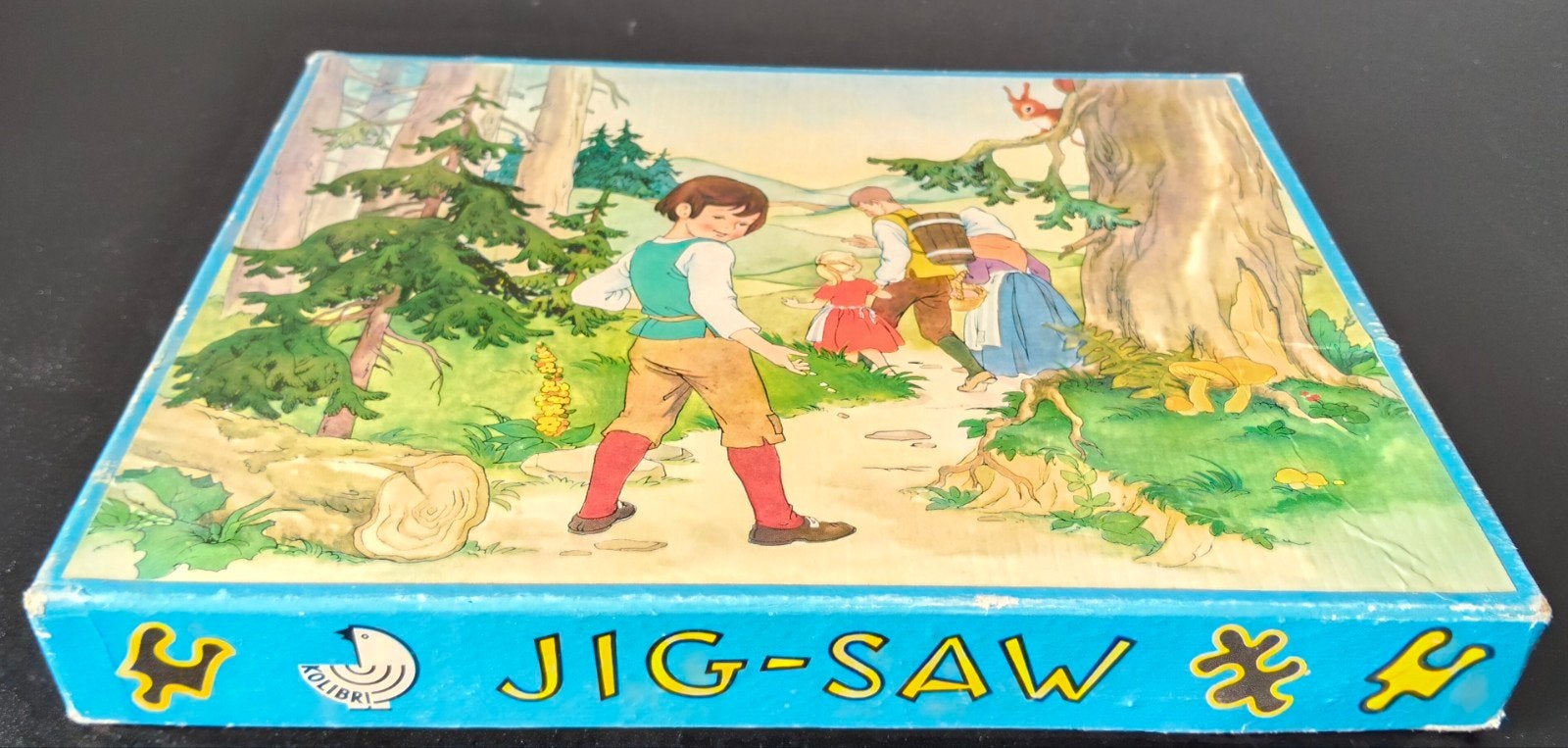 Vintage houten dubbelzijdige puzzel Kolibri Hans en Grietje, Ophalen of Verzenden, Gebruikt