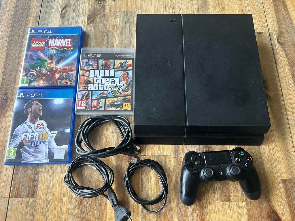 Playstation 4 ps4 controller en 3 spellen 1 terabyte, Ophalen of Verzenden, Zo goed als nieuw, Met 1 controller, Original