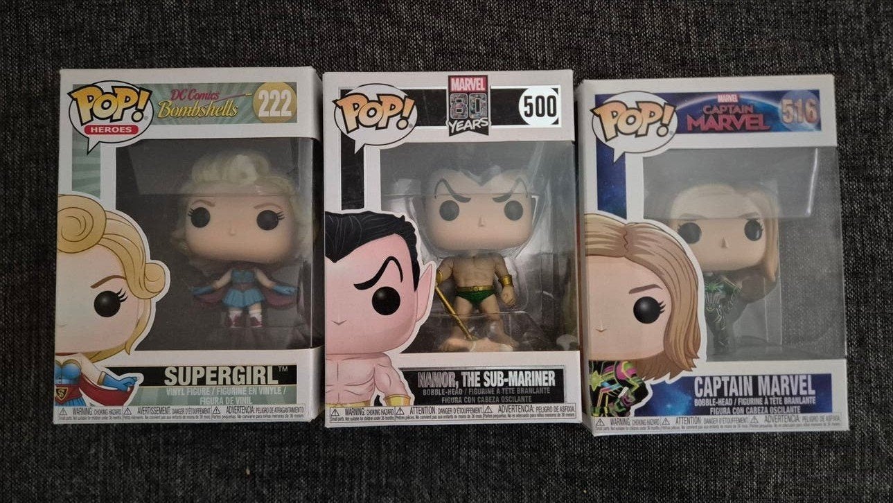 Funko Pop! Marvel & DC Captain Marvel, Supergirl, Sub-Marine, Ophalen of Verzenden, Zo goed als nieuw