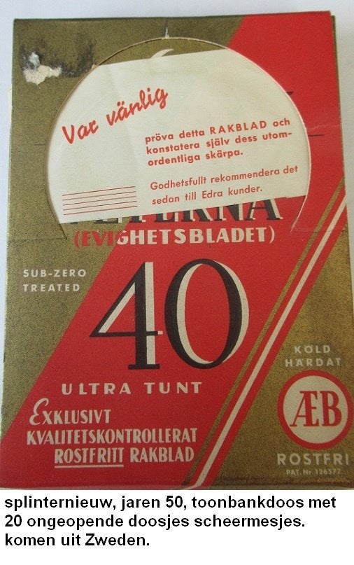 overdoosje met 20 pakjes scheermesjes jaren 50, Verzamelen, Ophalen of Verzenden, Nieuw