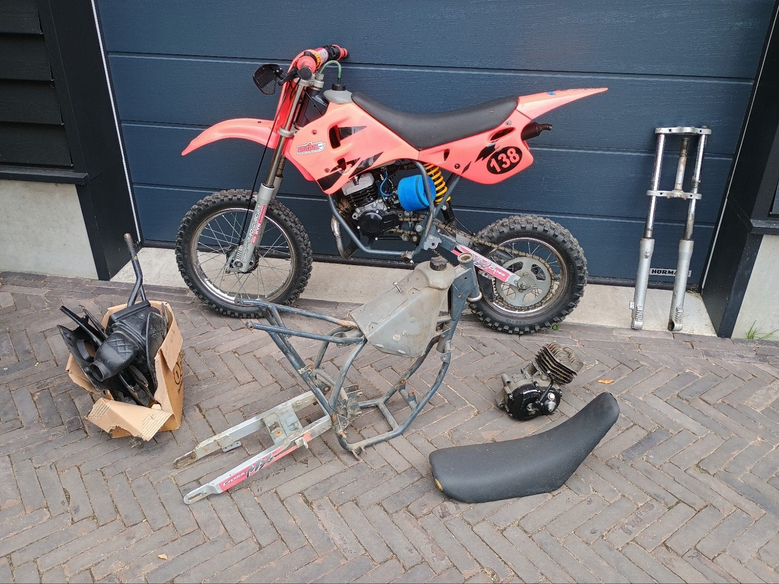 MX 50 Cross Midi crossbrommer + extra's en nieuw blok, Fietsen en Brommers, Ophalen of Verzenden, 50 cc, Overige typen