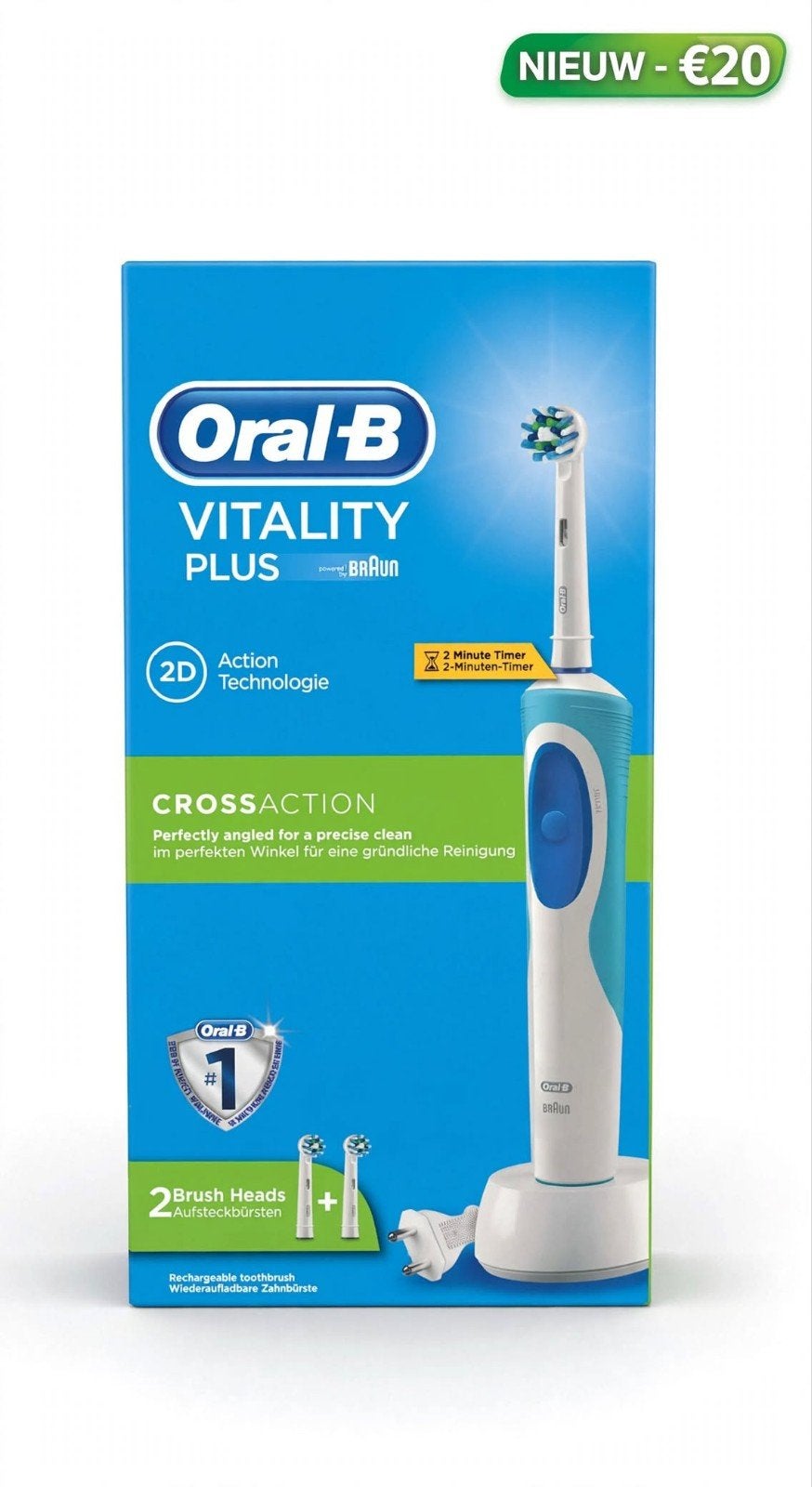 Oral-B Vitality Plus CrossAction - NIEUW, Ophalen of Verzenden, Nieuw, Tandenborstel