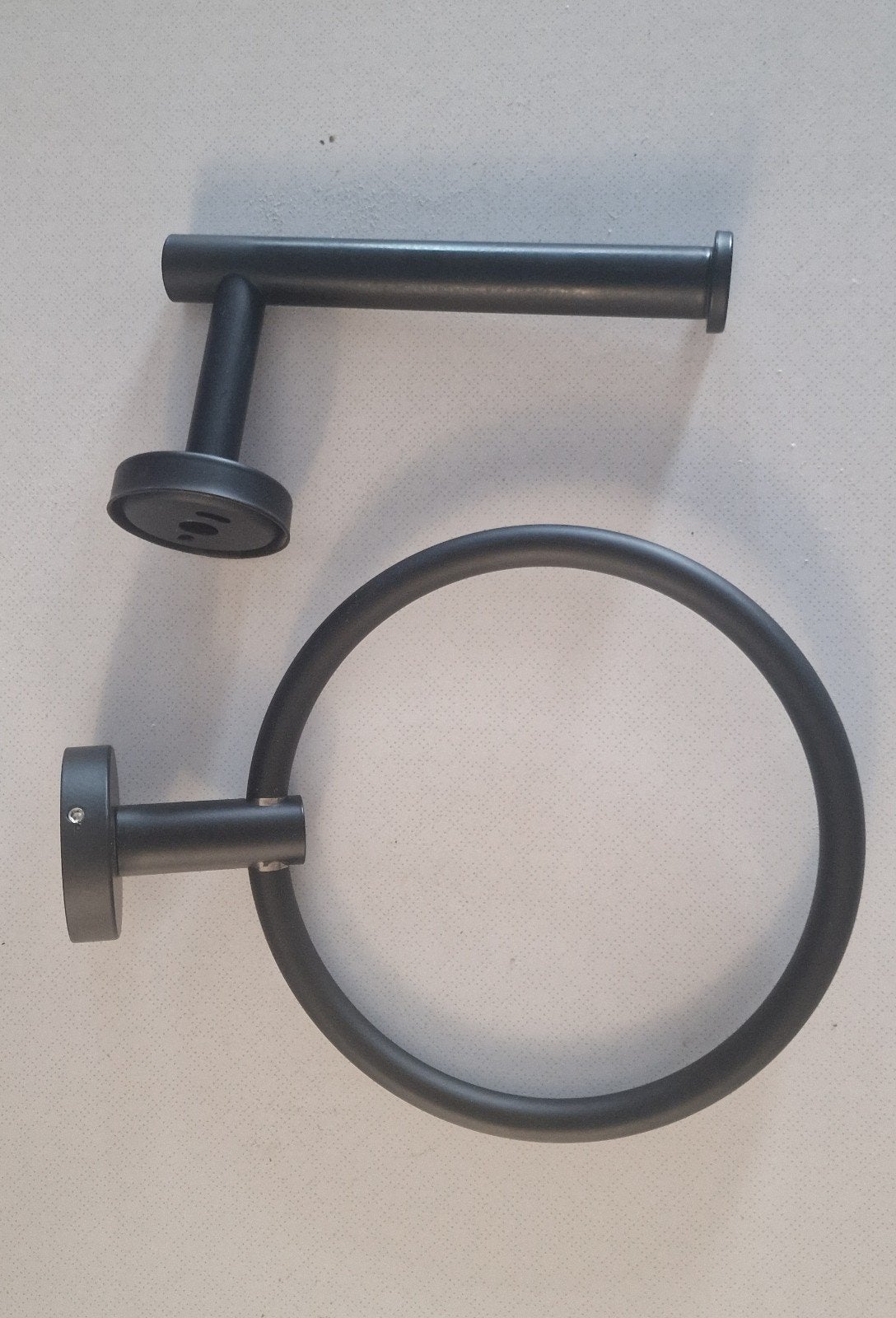 Zwarte handdoekhouder en toiletrolhouder set, Huis en Inrichting, Ophalen of Verzenden, Gebruikt, Zwart, Handdoekenrek