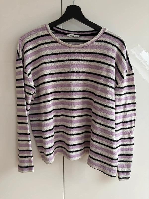 Zara gestreepte trui lila wit zwart maat S, Overige kleuren, Zara, Ophalen of Verzenden, Zo goed als nieuw