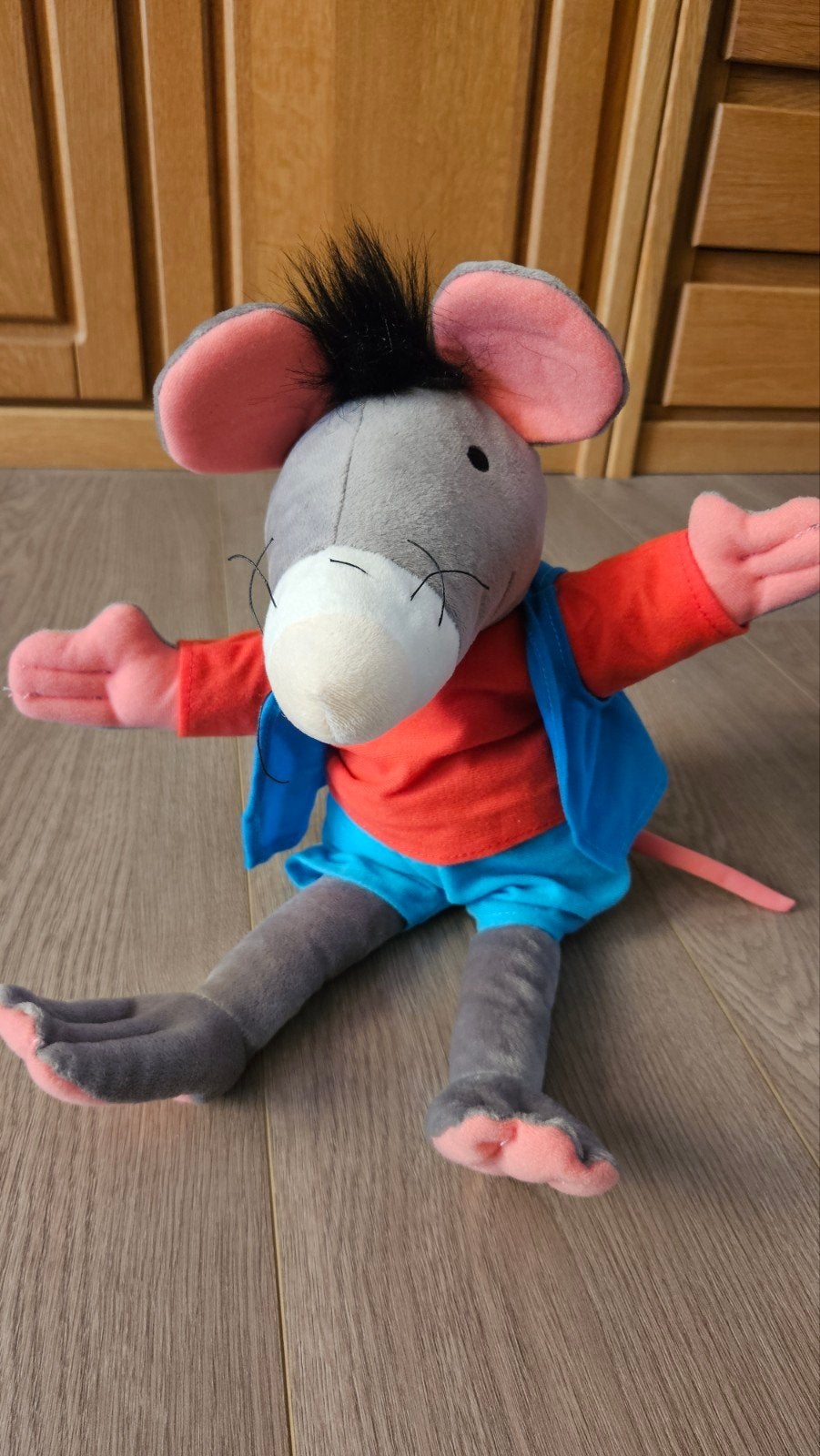 Rat knuffel handpop Max Velthuijs, Ophalen of Verzenden, Zo goed als nieuw, Overige typen