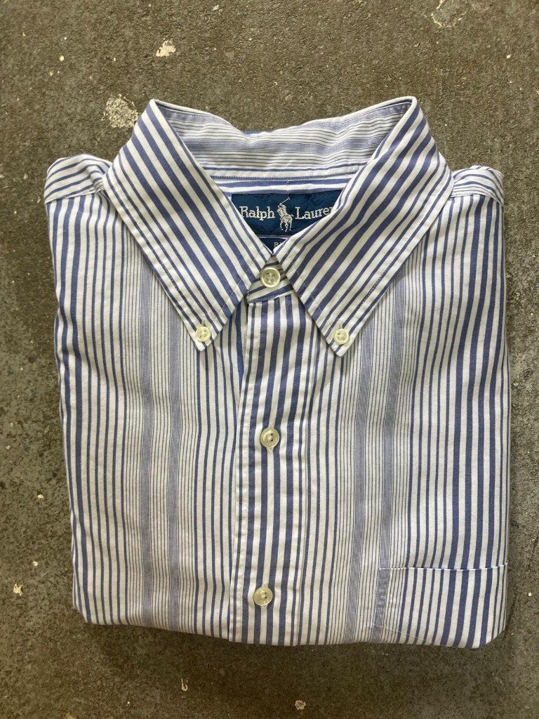 Ralph Lauren Overhemd – L - Lightblue Blue White Pinstripe, Blauw, Ralph Lauren, Ophalen of Verzenden, Zo goed als nieuw