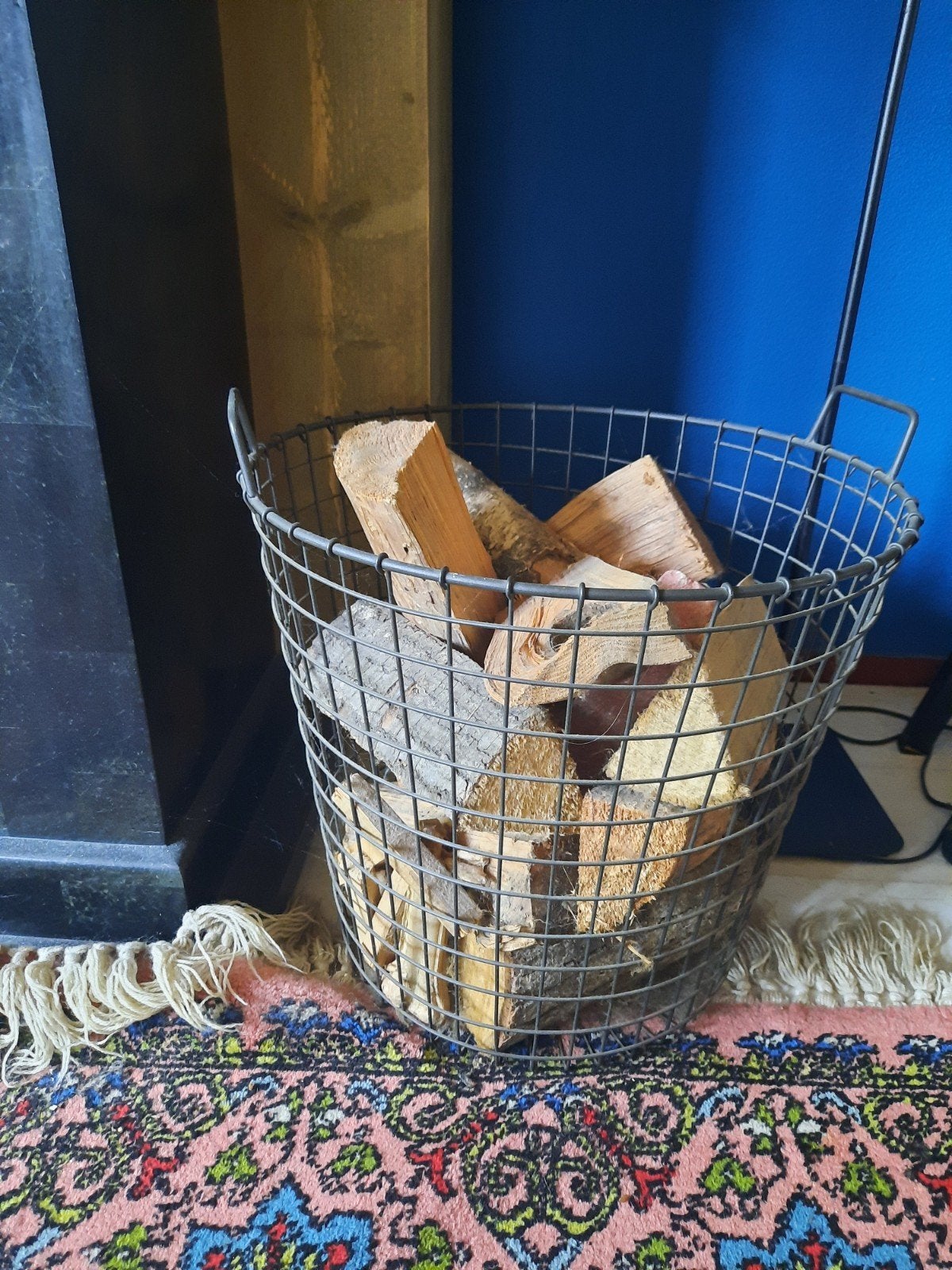 ijzeren mand aardappelmand met haardhout, Ophalen, Rond, Overige materialen