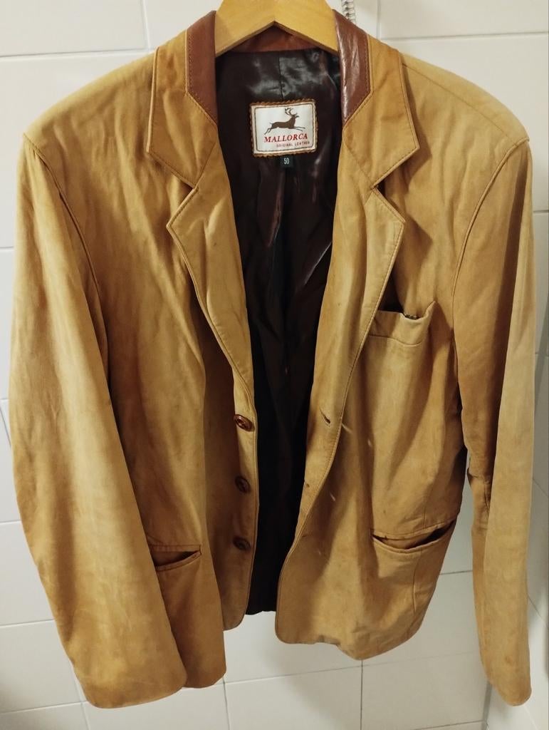 Vintage jaren 70 nappa lams leren sports jacket maat 50, Ophalen of Verzenden, Gedragen, Maat 48/50 (M), Bruin
