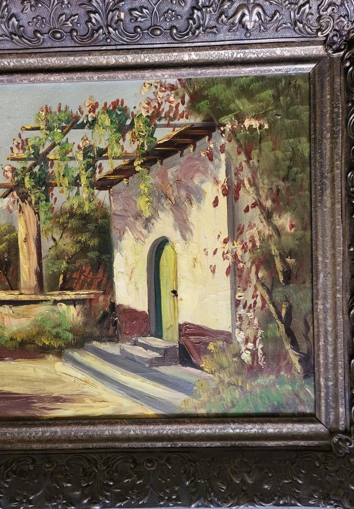 Mediterraans/Schilderij/Olieverf/Vintage, Antiek en Kunst, Curiosa en Brocante, Ophalen of Verzenden